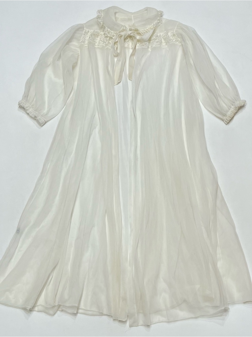 Vintage 60s Radcliffe Sheer Lace Peignoir Robe Sz Med Lingerie Boudoir Pin Up